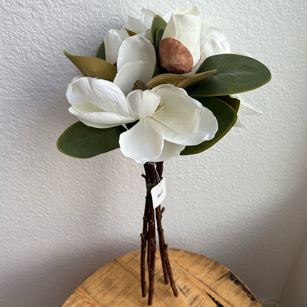 Pier 1 White and Green Faux Magnolia Bouquet